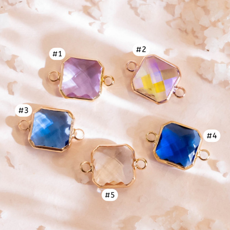 Square Shape Luxure Diamond Charm Connector Pendant | Size : 12mm | 01Pcs