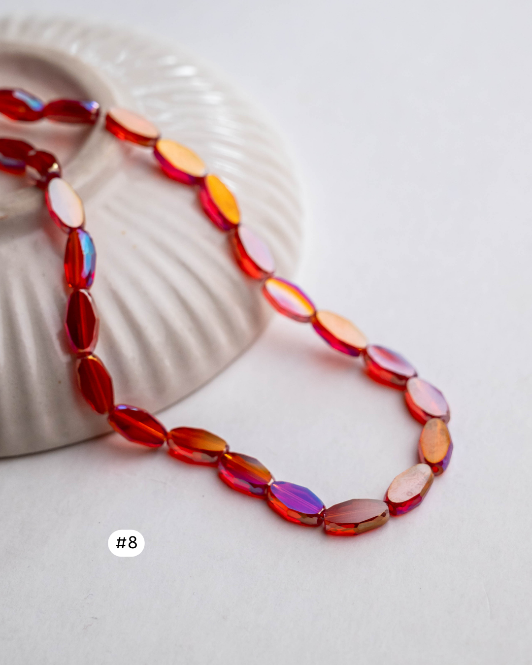 Vibrant Glass Oval Beads | Size : 10mm | Qty : 1 line-approx 50pcs | GB26