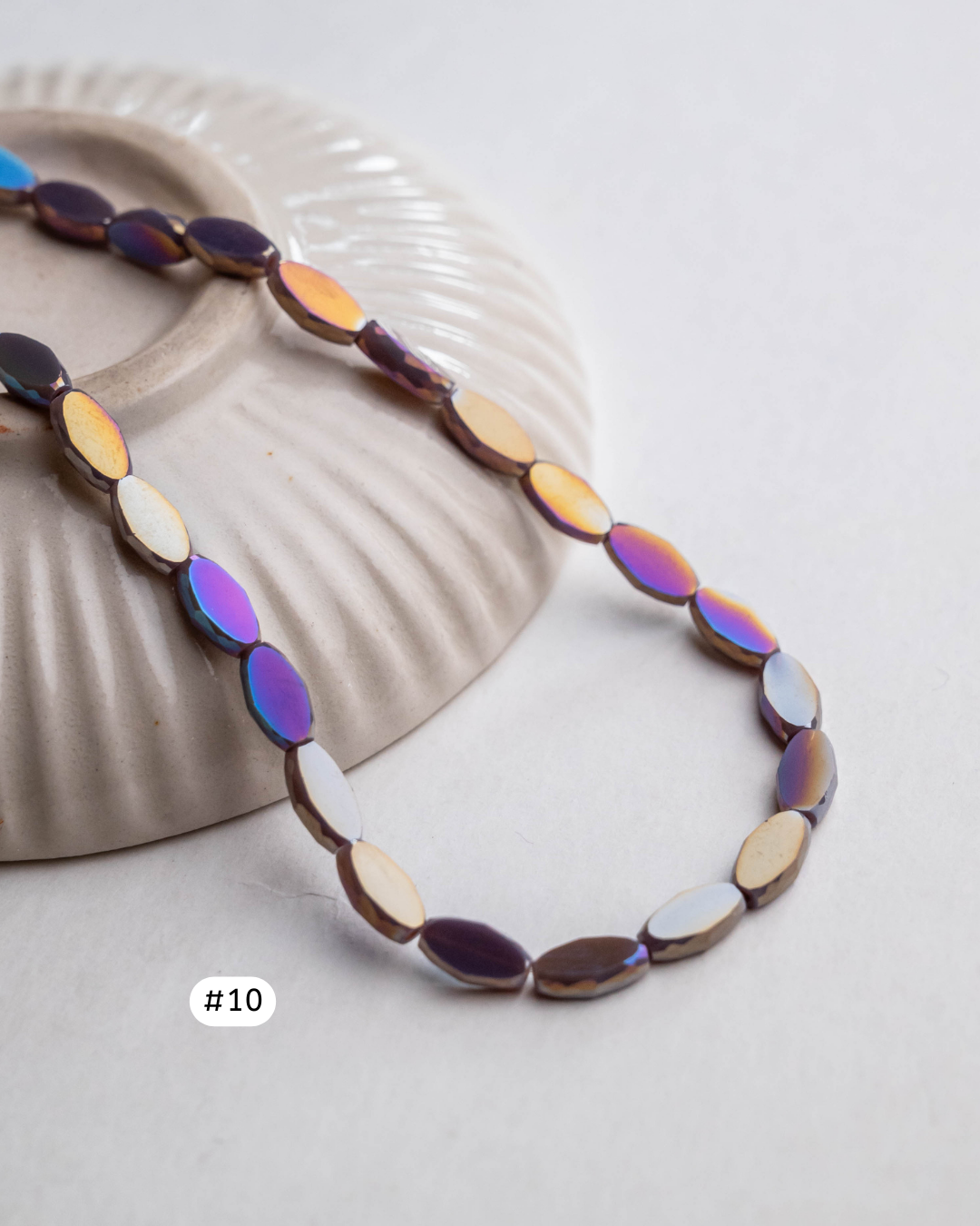 Vibrant Glass Oval Beads | Size : 10mm | Qty : 1 line-approx 50pcs | GB26