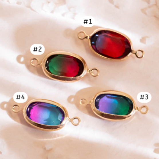 Oval shape Luxure Diamond Charm Connector Pendant | Size : 20mm | 01Pcs