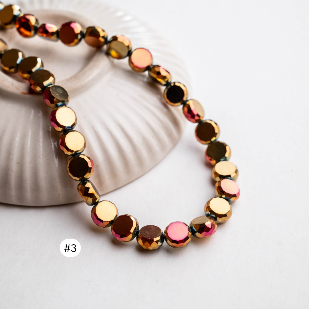 Round Elegant Glass Beads | Size - 10mm | 39pcs | GB49