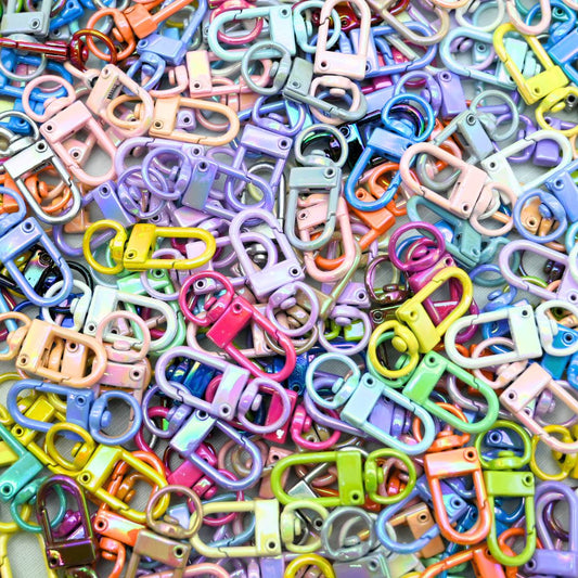 Assorted Candy Color Metal Lobster Claw Clasps Swivel | Size : 32mm | Qty : 6pcs | BF47