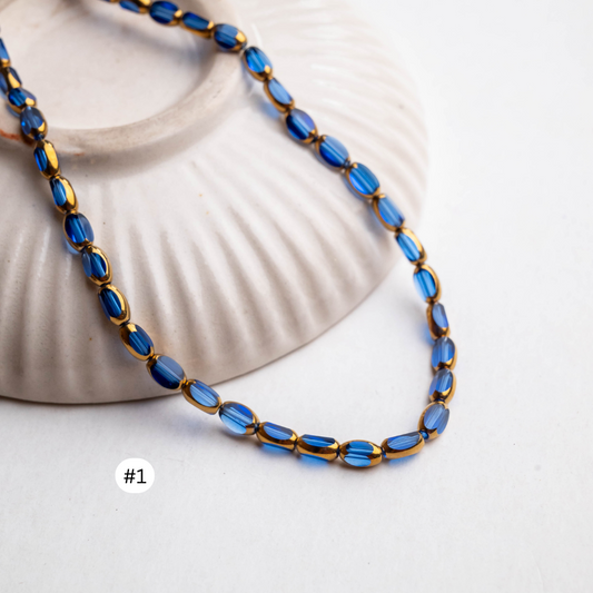 Gold-Dusted Matte Black Beads | Size : 6mm | Qty : 2 line-approx 100pcs | GB30