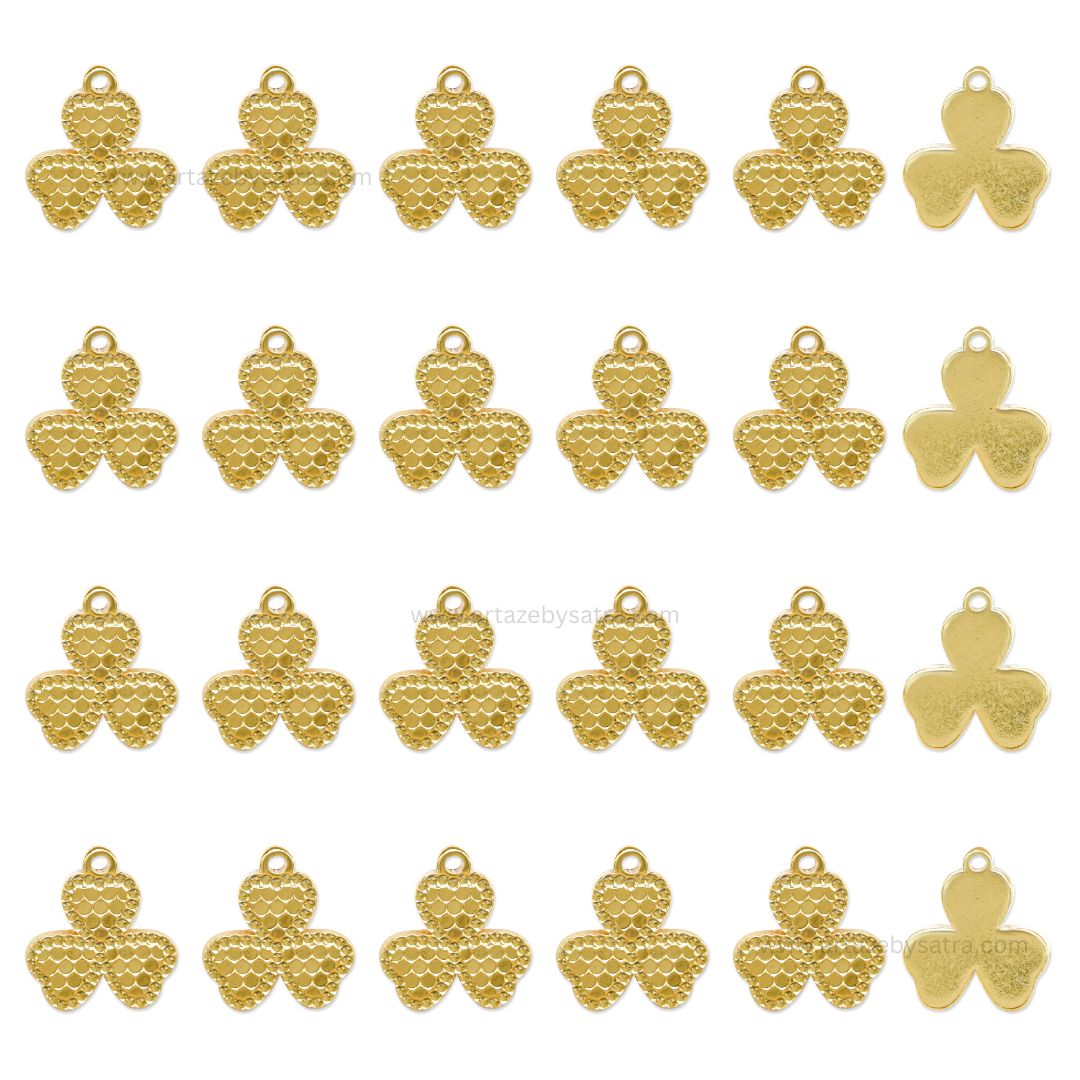 Clover Brass Charms | High Quality | Size : 12mm | Qty : 6pcs