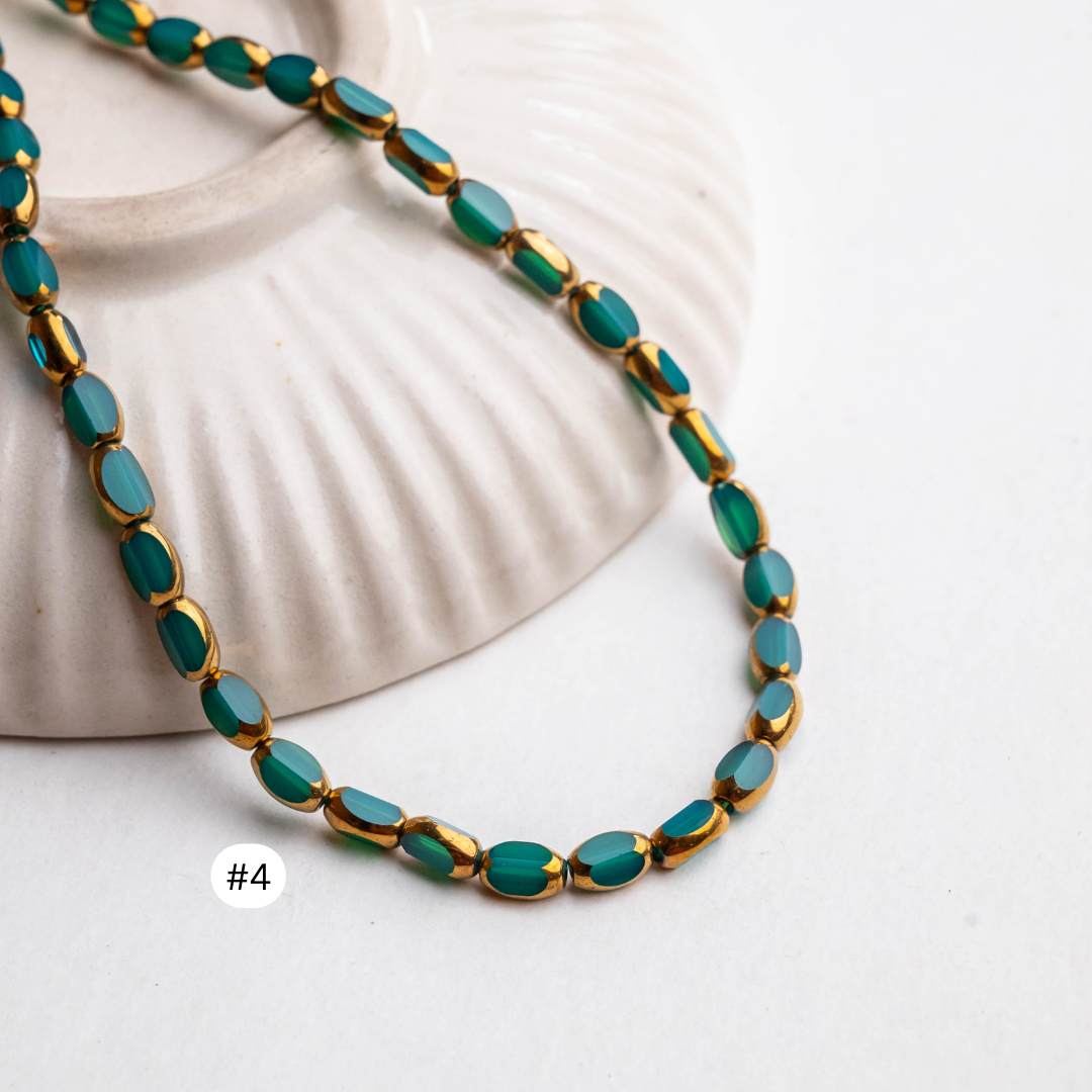 Gold-Dusted Matte Black Beads | Size : 6mm | Qty : 2 line-approx 100pcs | GB30