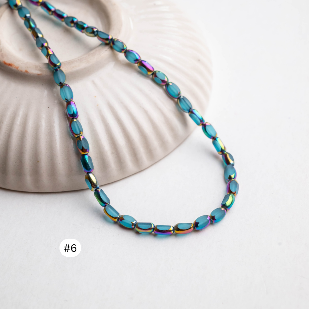Gold-Dusted Matte Black Beads | Size : 6mm | Qty : 2 line-approx 100pcs | GB30