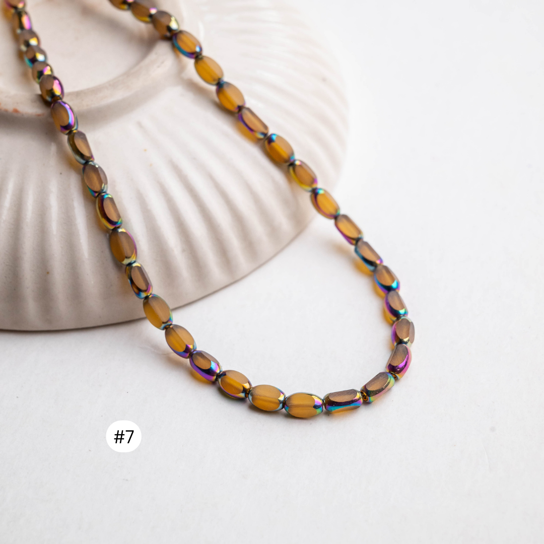 Gold-Dusted Matte Black Beads | Size : 6mm | Qty : 2 line-approx 100pcs | GB30