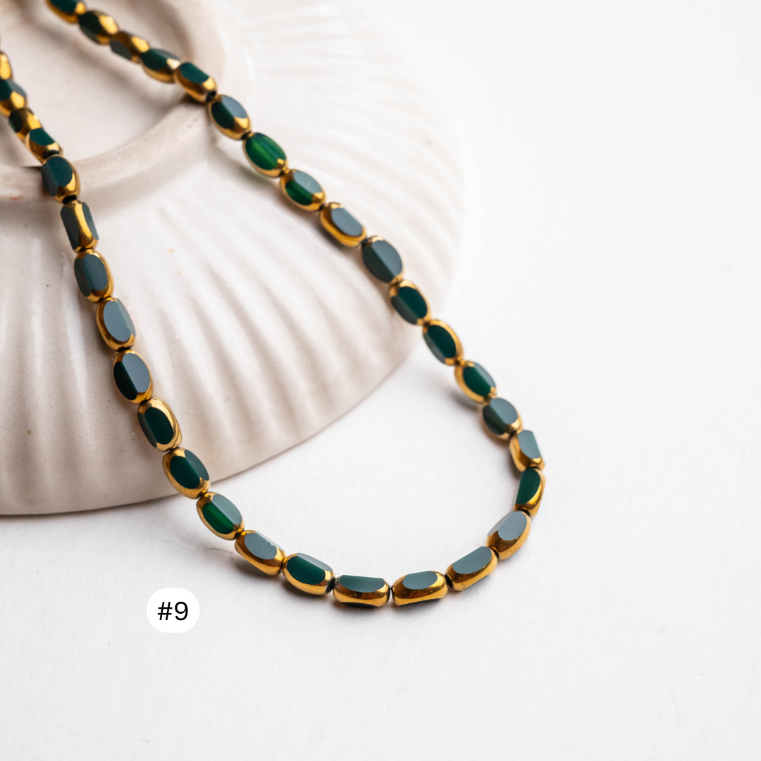 Gold-Dusted Matte Black Beads | Size : 6mm | Qty : 2 line-approx 100pcs | GB30