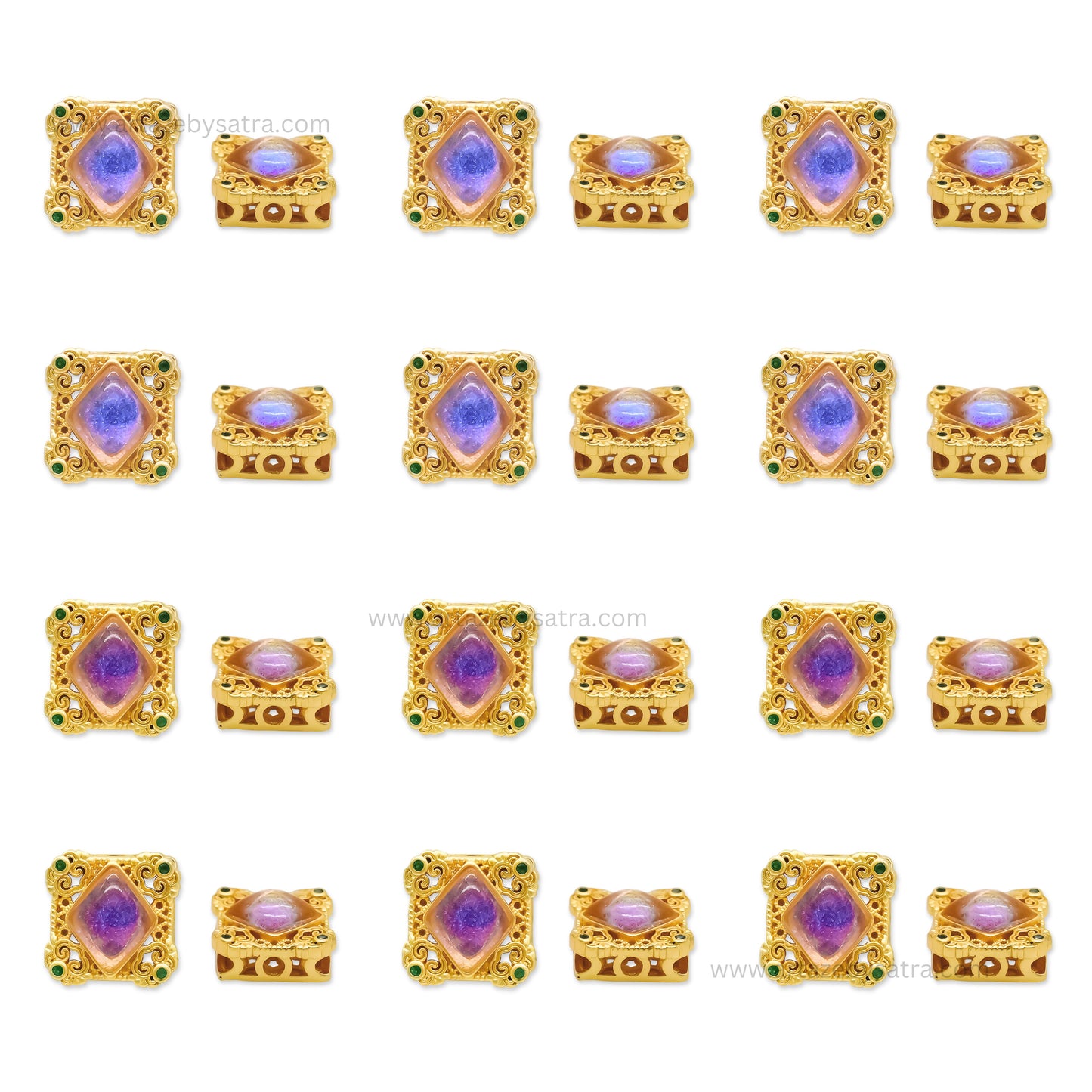 Brass Stone Beads | High Quality | Size : 12mm | Qty : 2pcs