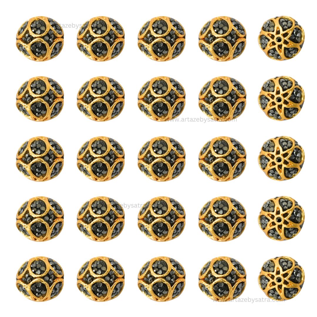 Black Stone Ball Spacer Beads for Jewellery Making