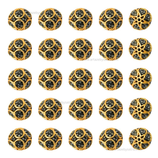 Black Stone Ball Spacer Beads for Jewellery Making