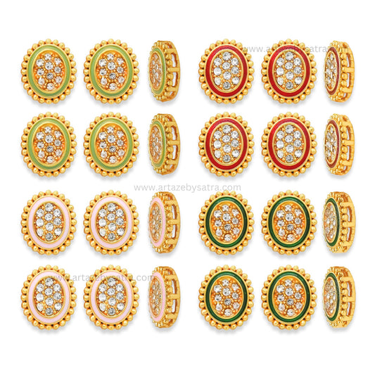 Oval Meenakari Kundan Beads | Size : 10mm | Qty : 12pcs | MK25