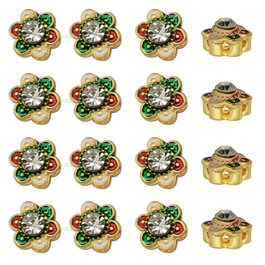 Meenakari Kundan Beads | Size : 6mm | Qty : 12pcs | MKB25