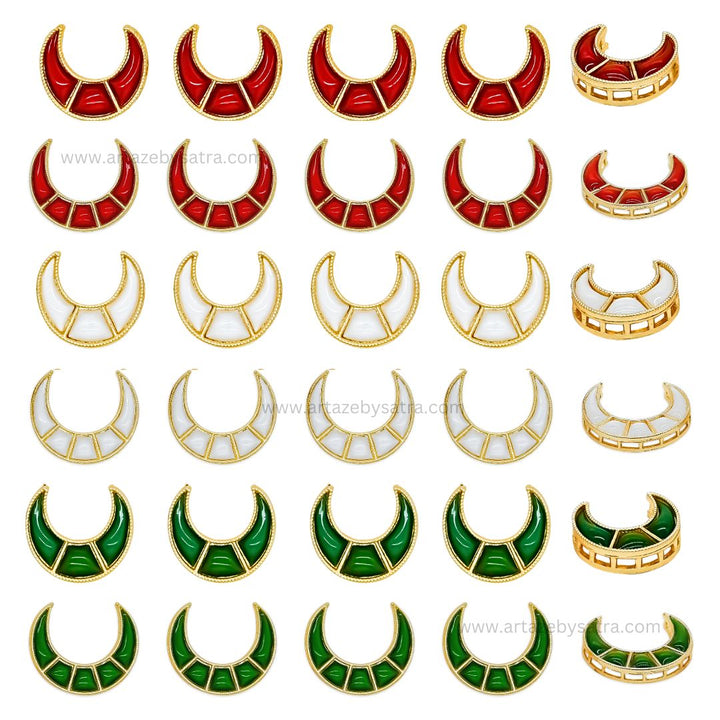 Chand Meenakari Kundan Beads | Size : 18,25mm | Qty : 6pcs