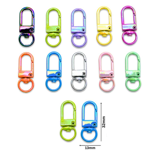 Assorted Candy Color Metal Lobster Claw Clasps Swivel | Size : 32mm | Qty : 6pcs | BF47