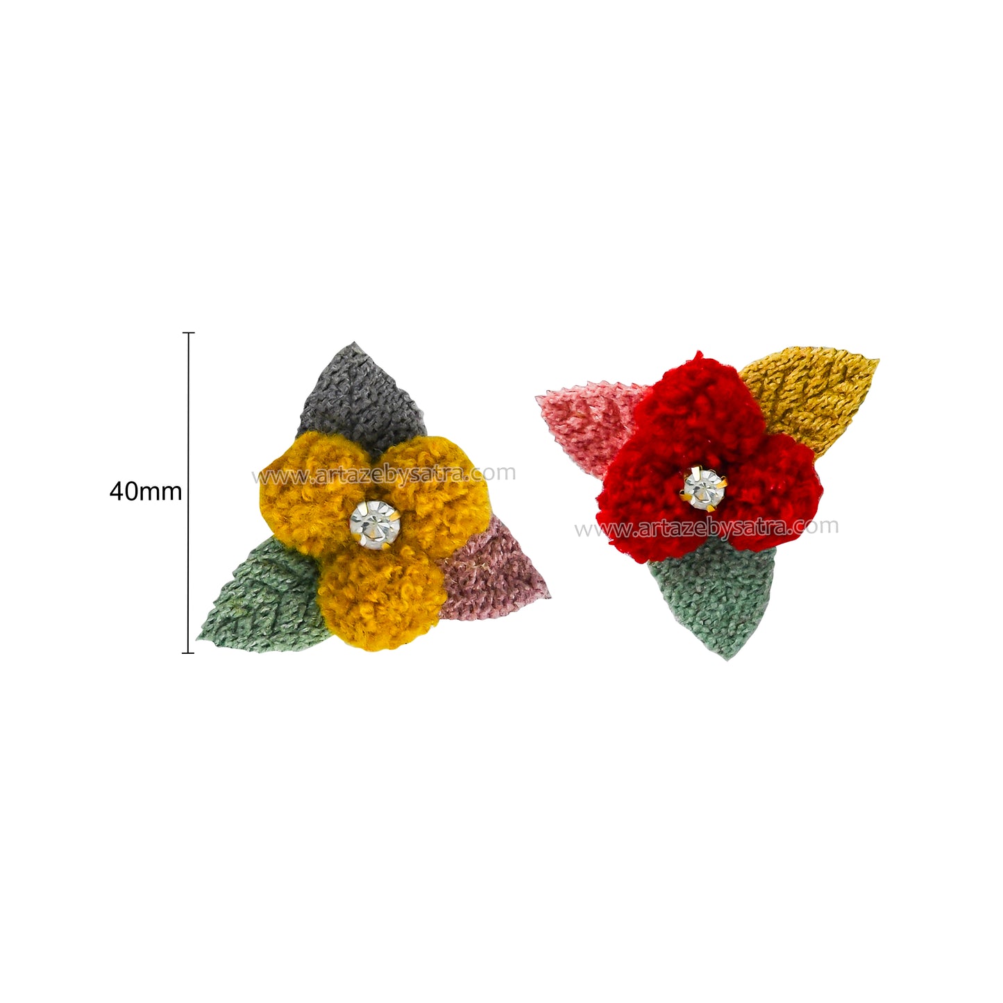 Decorative Knit Flower Appliques for Crafts | Size : 40mm | Qty : 6pcs