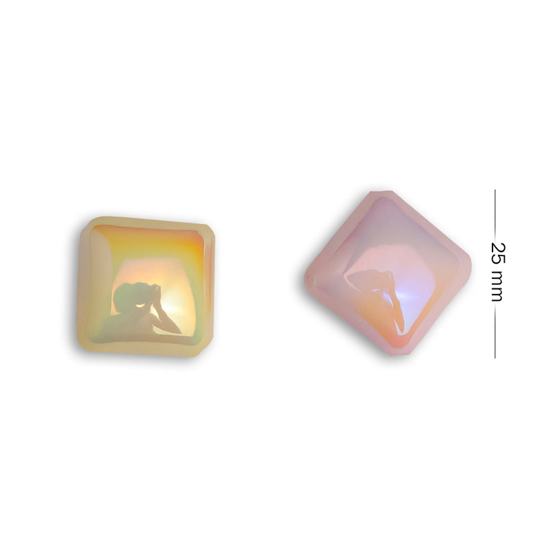 Assorted Shiny Square Plastic Beads | Size: 25mm | Qty: 10Pcs (High Quality)