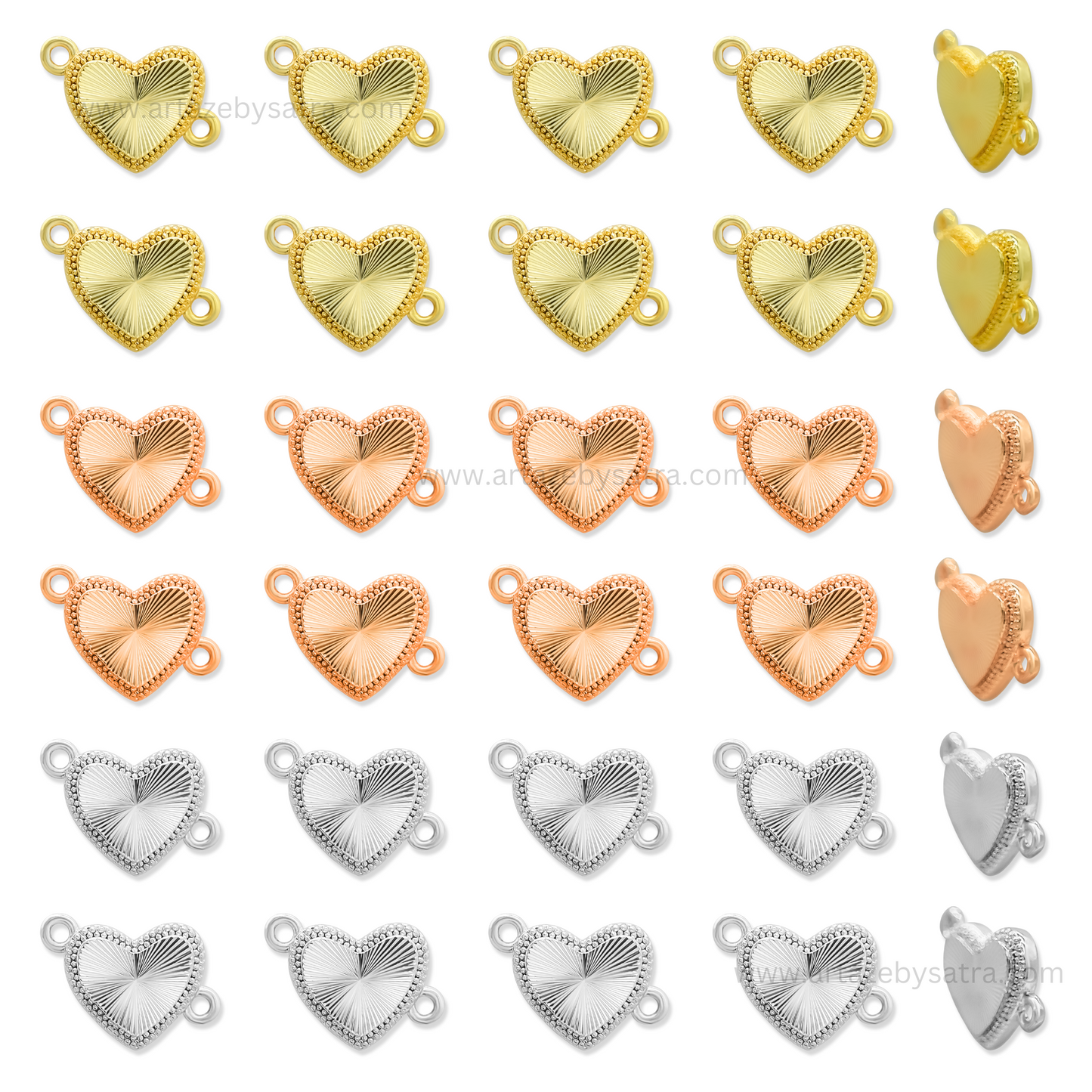 Brass Heart Charm Connector | High Quality | Size : 9mm | Qty : 6pcs