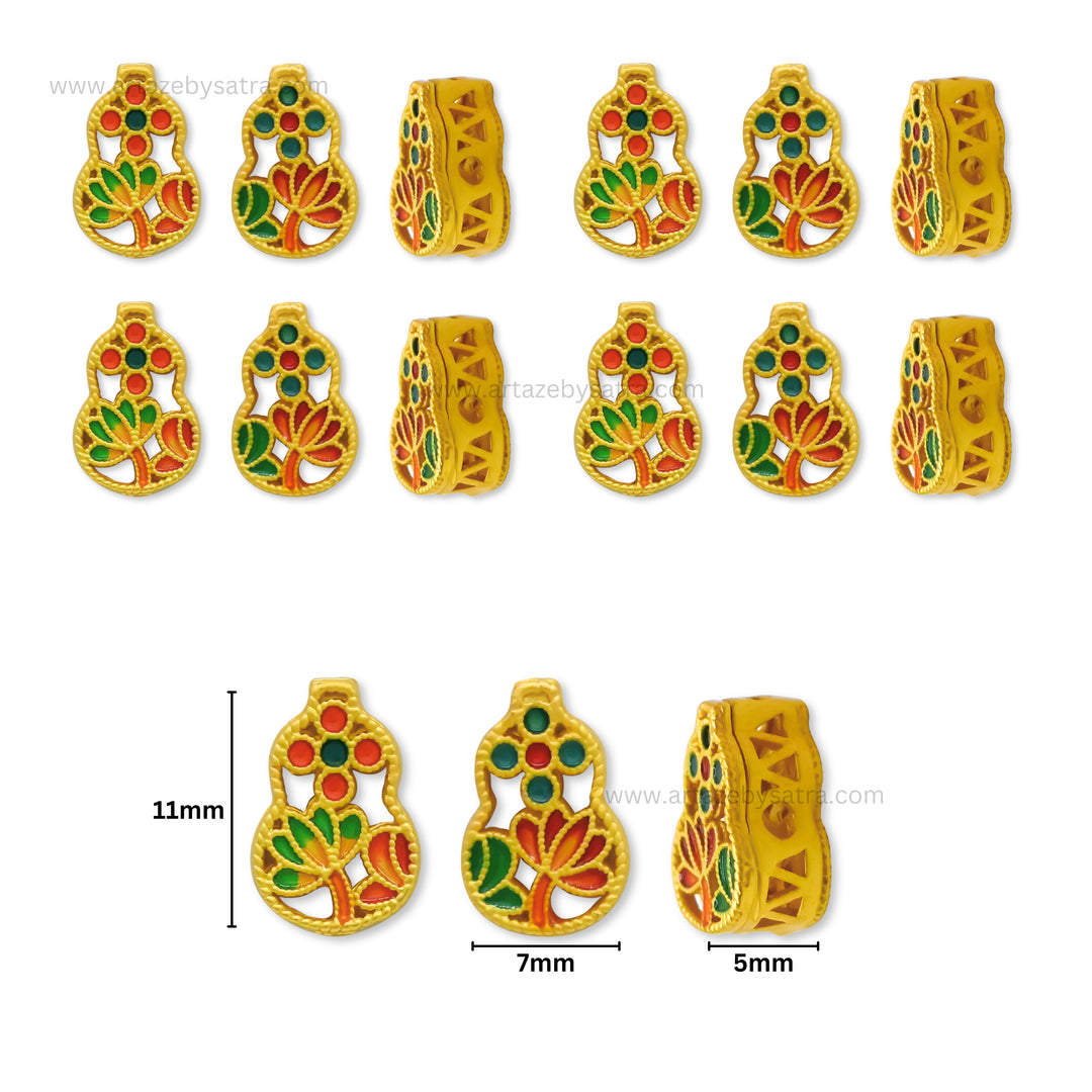 Brass Enamel Multicolor Charms Beads | High Quality | Size : 11mm | Qty : 4pcs