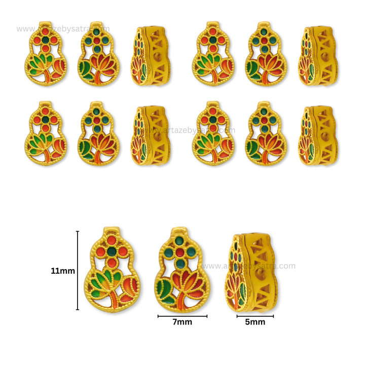 Brass Enamel Multicolor Charms Beads | High Quality | Size : 11mm | Qty : 4pcs