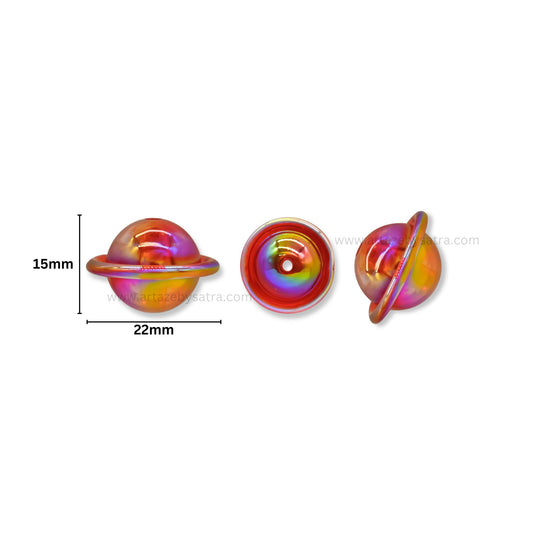 Assorted Saturn Planet Plastic Beads (2 Hole) | Size : 15mm | Qty : 10pcs | PB189