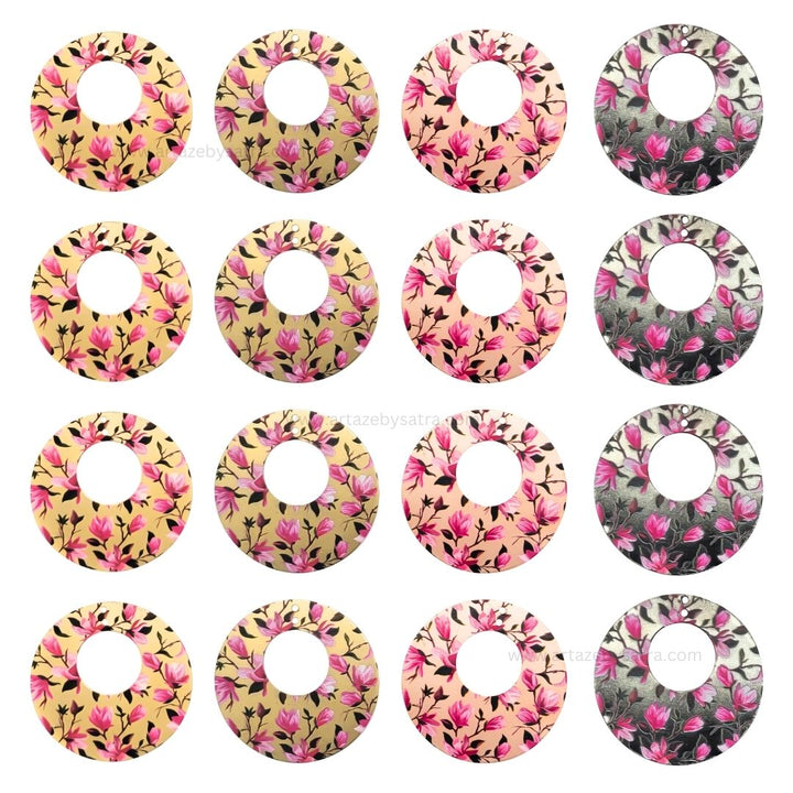 Floral Matt Finish Metal Art | Size : 40mm | Qty : 6pcs | MA425