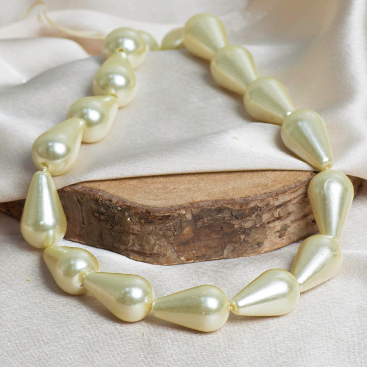 Drop Shape 2 Hole Pearl Beads | Size : H-20mm W-12mm-(14ss) | Qty : 1 Bunch (Approx 144pcs) | PC71