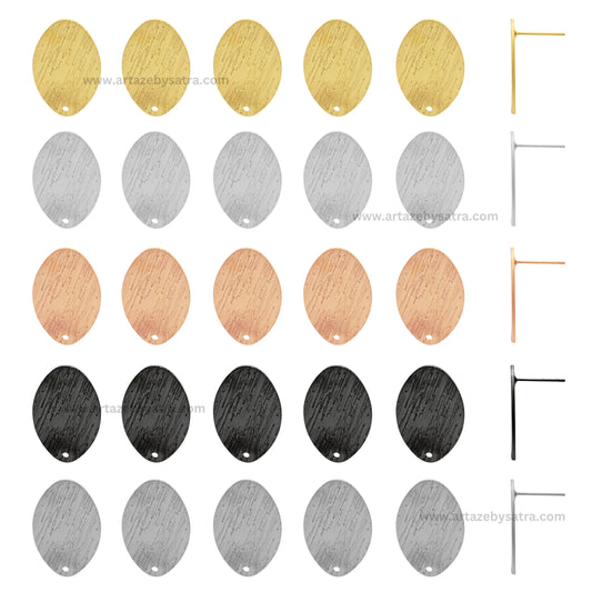 Oval Matt Base Earring Stud | Size : 24mm | 6pcs | EF37