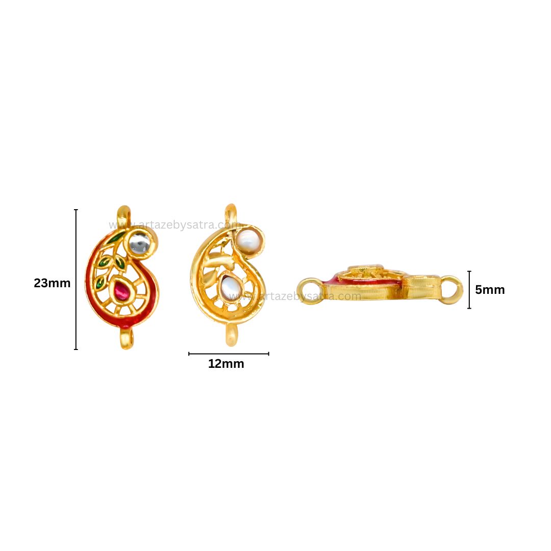 Meenakari Kundan Beads | Size : 23mm | Qty : 12pcs | C-482