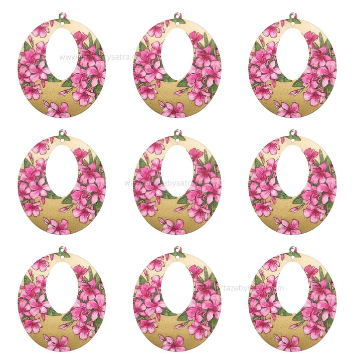 1 Loop Oval Floral Shiny Finish Metal Art | Size : 45mm | Qty : 10pcs | MA360