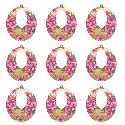 1 Loop Oval Floral Shiny Finish Metal Art | Size : 45mm | Qty : 20pcs | MF01