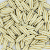 Rice Shape Gold Striped Spacer Beads | Size : 25mm | PB120
