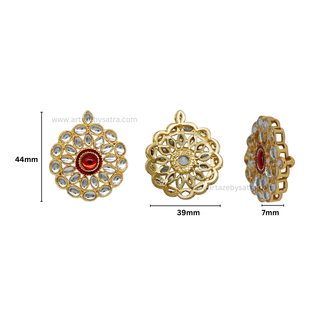 Meenakari Kundan Beads | Size : 38mm | Qty : 4pcs | MKB22