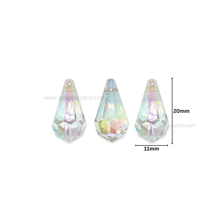 Rainbow Drop Plastic Beads (2 Hole) | Size : 20mm | Qty : 10pcs