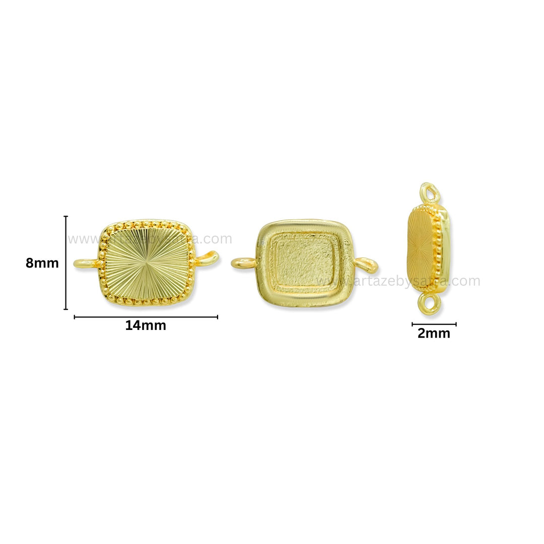 Brass Rectangle Charm Connector | High Quality | Size : 13mm | Qty : 2pcs