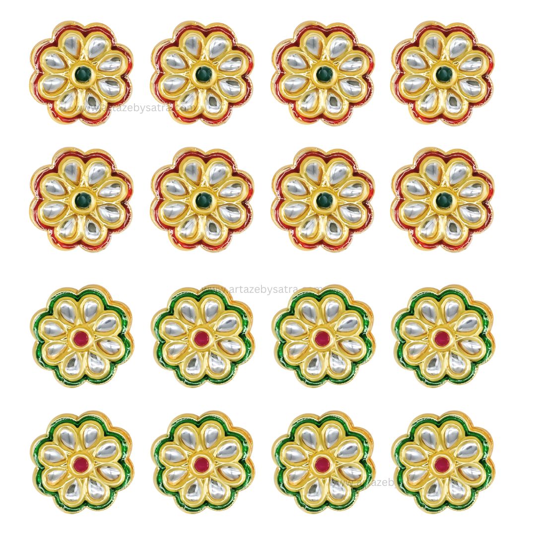 Meenakari Kundan Beads | Size : 25mm | Qty : 4pcs | MKB45