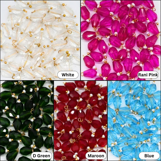 Transparent Lariya Drop Shape Beads | Size : 11mm | Qty : 50pcs