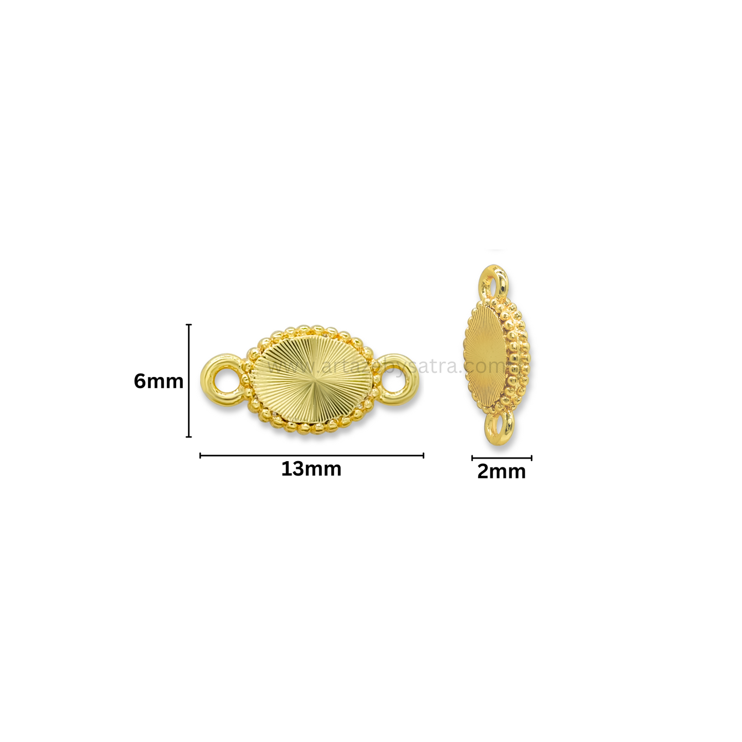 Brass Oval Charm Connector | High Quality | Size : 13mm | Qty : 6pcs