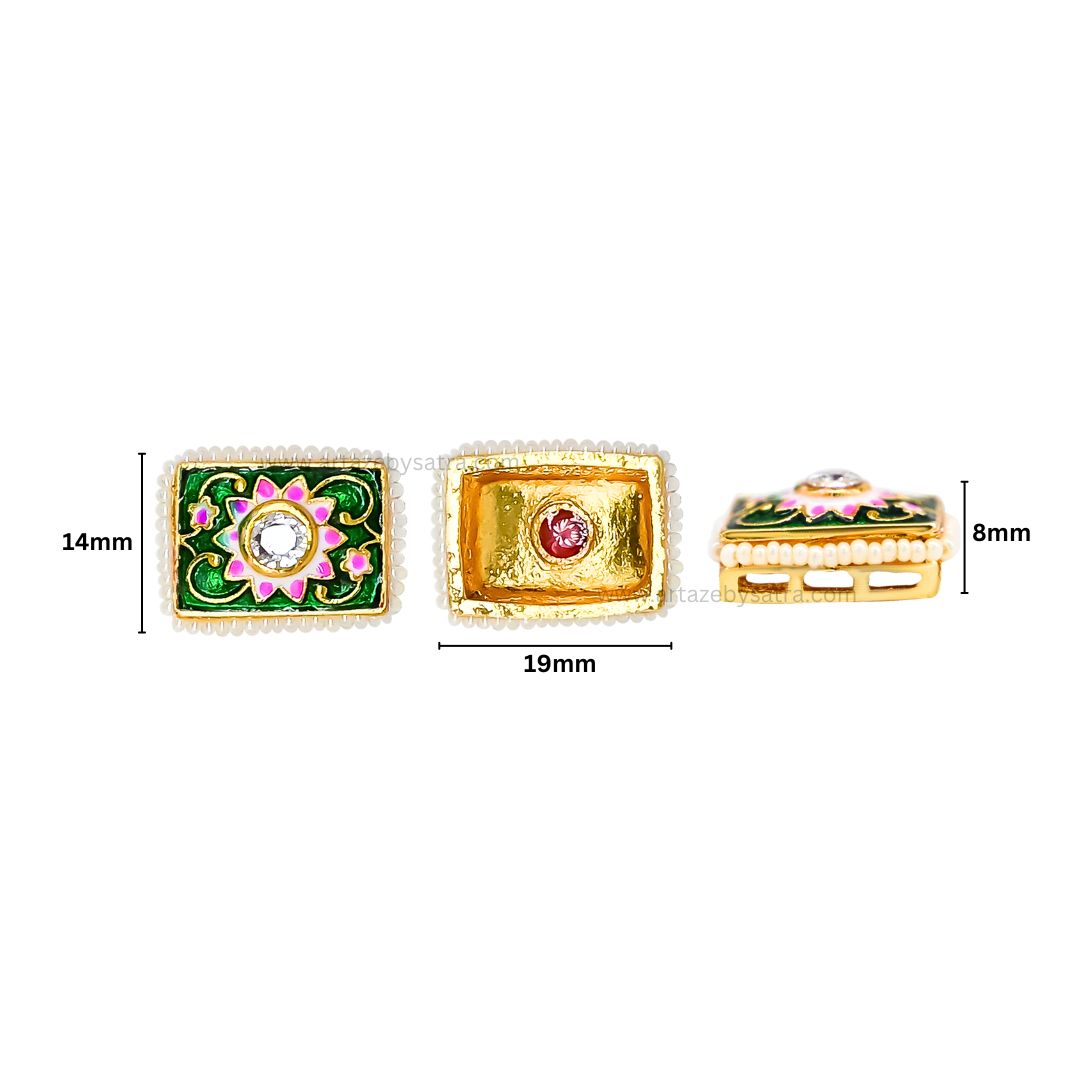 Meenakari Kundan Beads | Size : 14mm | Qty : 12pcs | C-412
