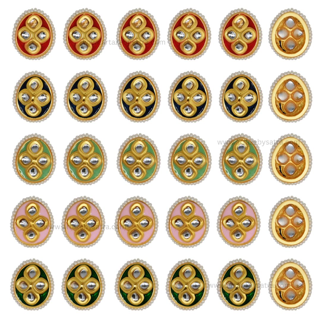 Meenakari Kundan Beads | Size : 18mm | 12pcs | C-298