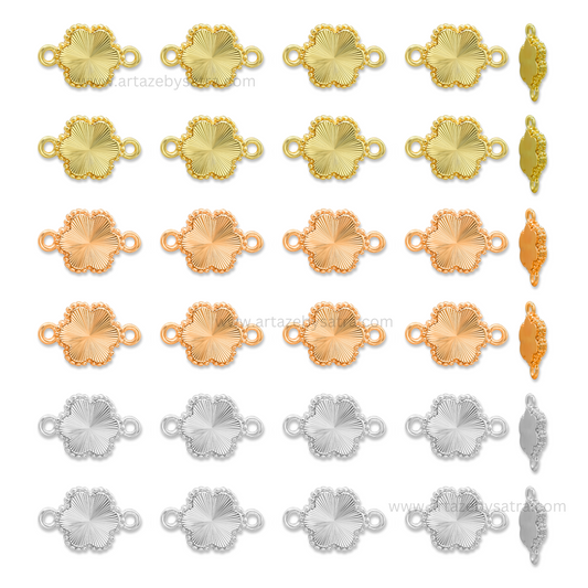 Brass Floral Shape Charm Connector | High Quality | Size : 15mm | Qty : 2pcs