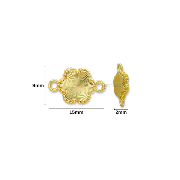 Brass Floral Shape Charm Connector | High Quality | Size : 15mm | Qty : 2pcs