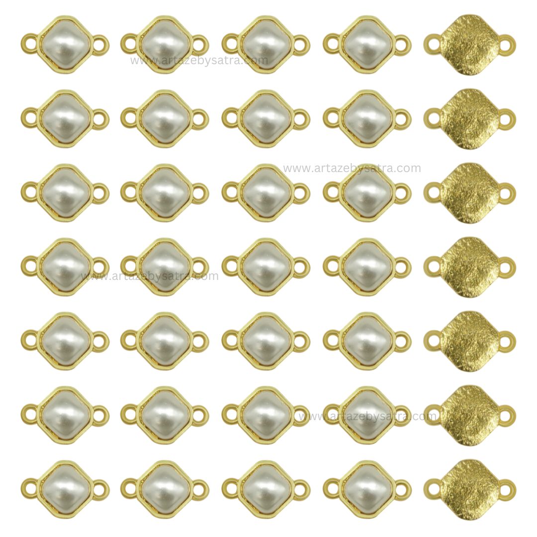 Pearl Meenakari Kundan Beads Connector | Size : 14mm | Qty : 12pcs | MKB06