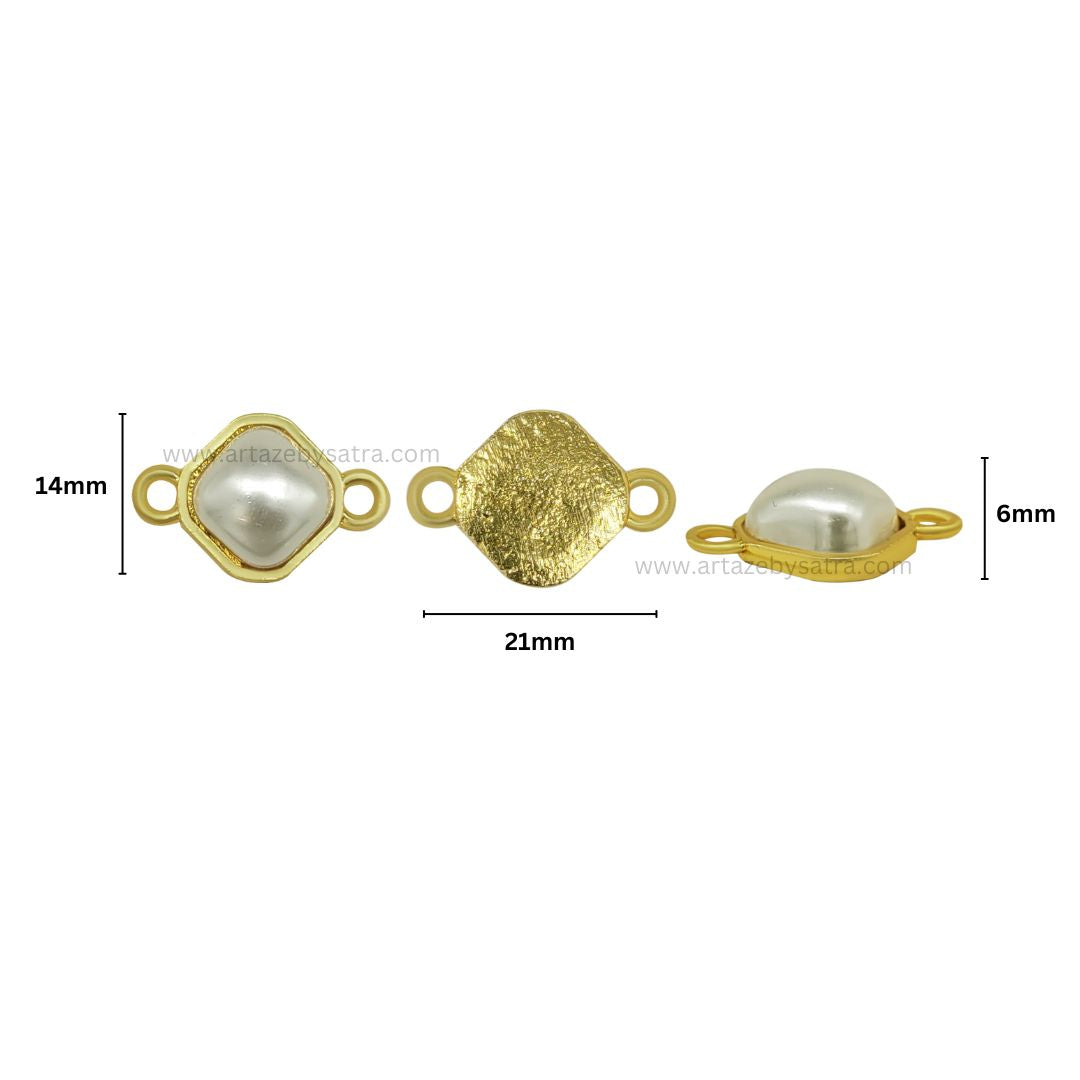 Pearl Meenakari Kundan Beads Connector | Size : 14mm | Qty : 12pcs | MKB06