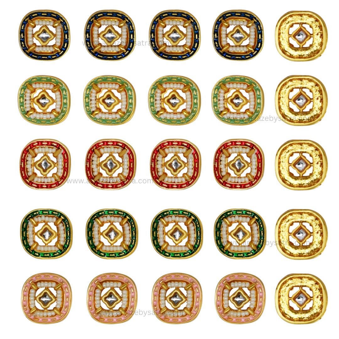 Meenakari Kundan Beads | Size : 14mm | Qty : 12pcs | C-660