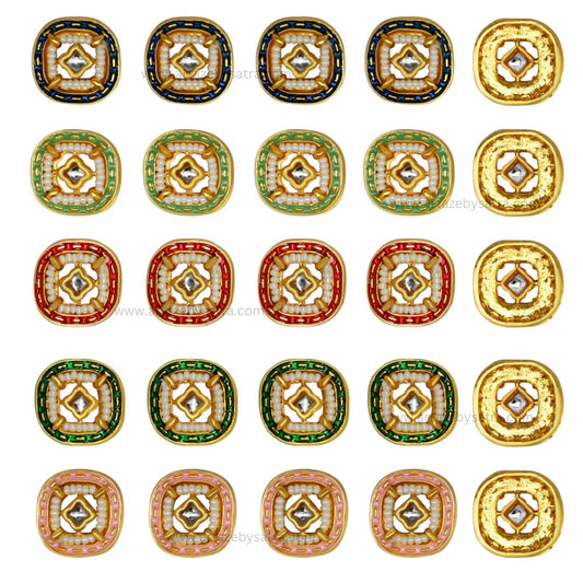 Meenakari Kundan Beads | Size : 14mm | Qty : 12pcs | C-660