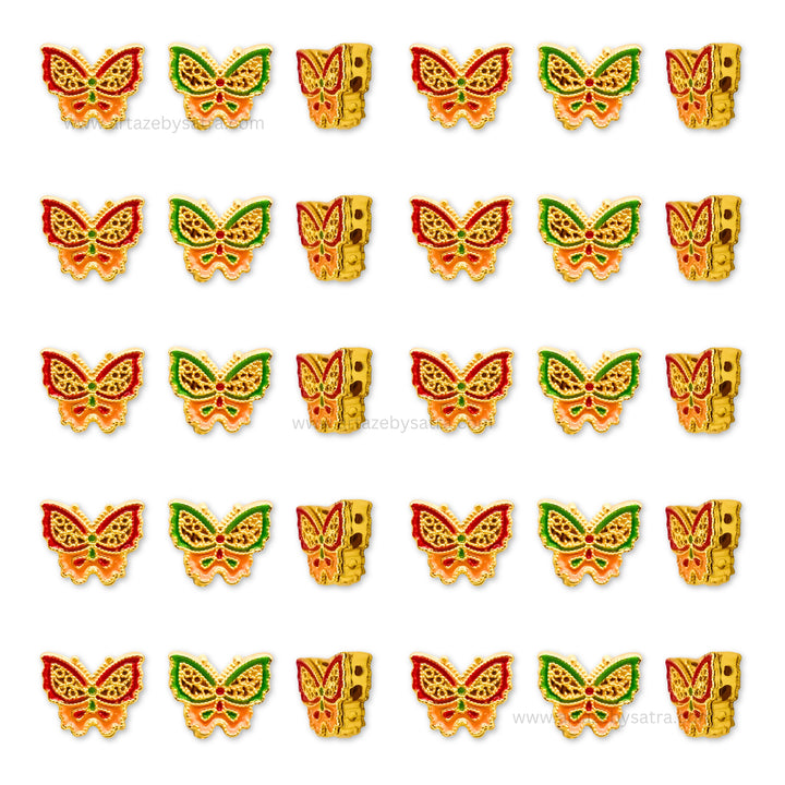 Brass Butterfly Enamel Charms Beads | High Quality | Size : 9mm | Qty : 4pcs