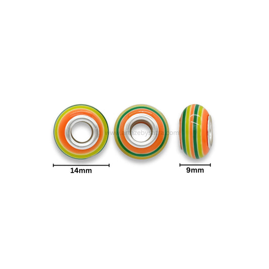 Vibrant Rainbow Striped Resin Beads | Size : 14mm | Qty : 12pcs | PB262