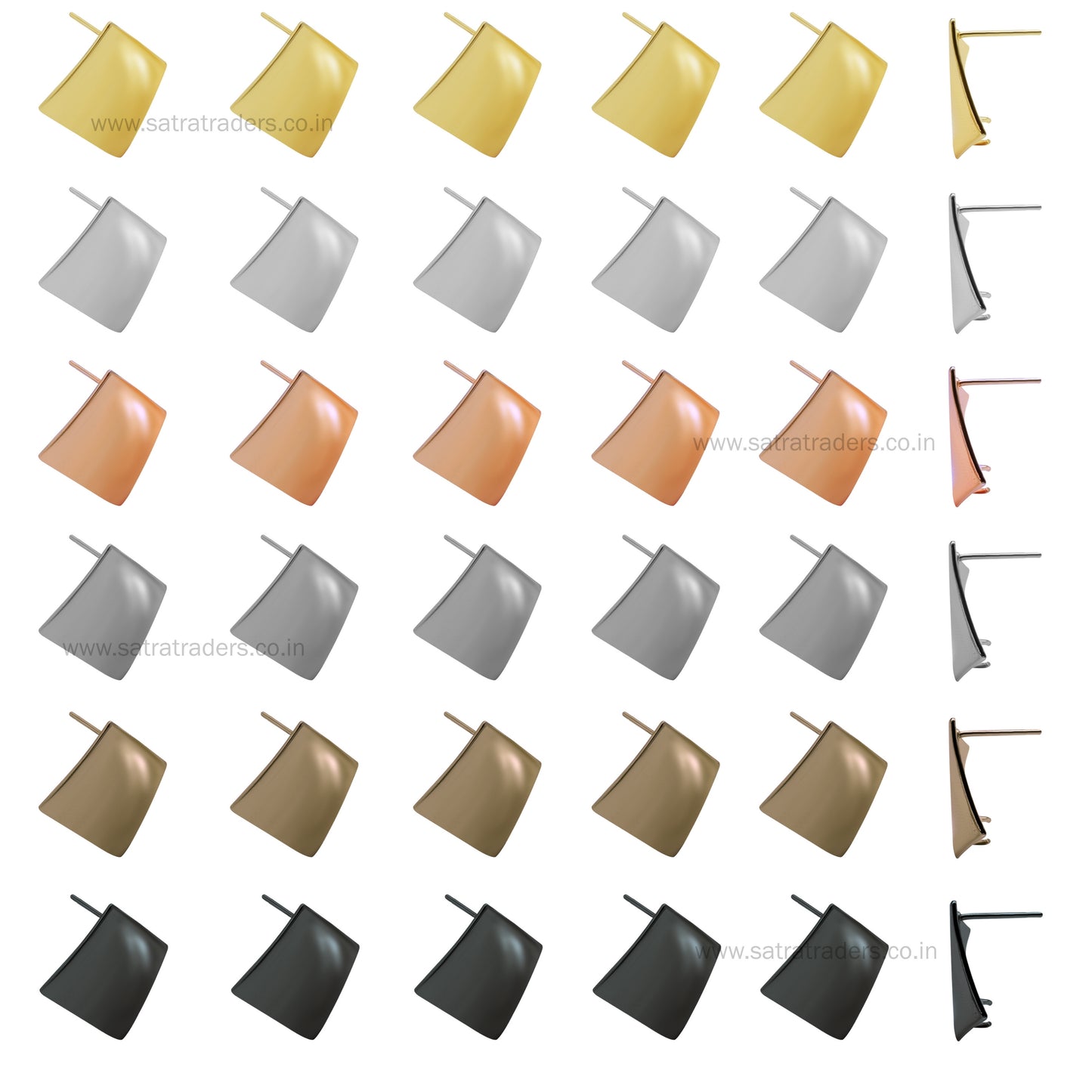 Square Shape Metal Base Earring Stud | Size : 24mm | 6pcs (3 Pair) | EF59
