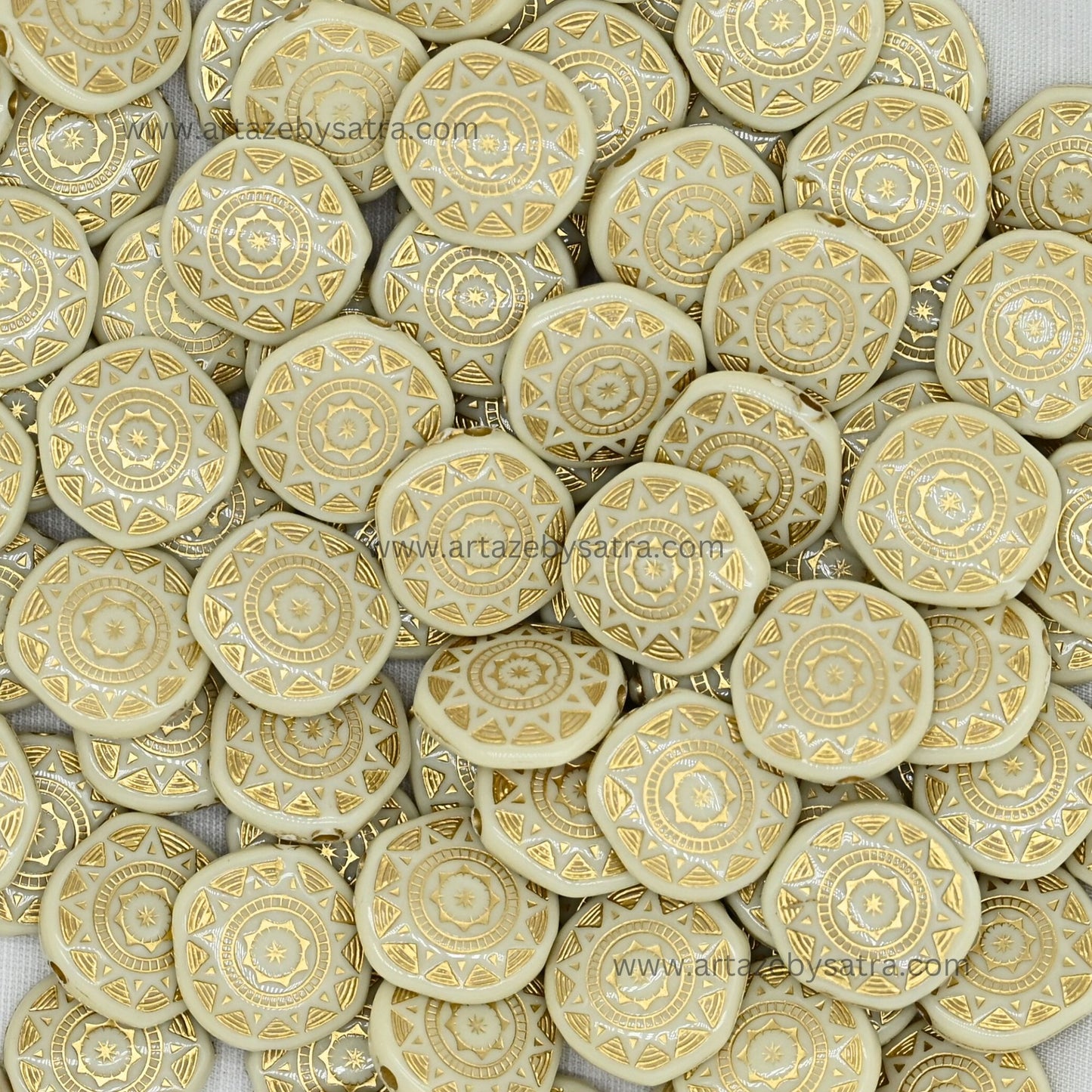 Round with Gold Band Beads | Size : 18mm | PB105